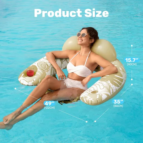 Miniatura 8 de SLOOSH Inflatable Pool Floats Adult,2 Pack Pool Chairs with Cup Holders,X-Large Blow up Floats Chair,Hammock Noodle Mat for Relaxing Summer Water