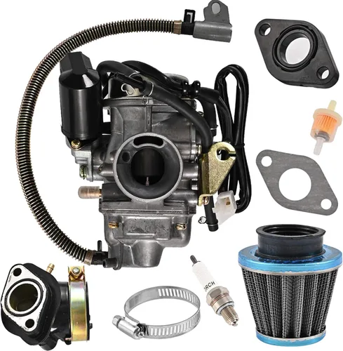 GY6 Carburador de 125 cc/150 cc para motores de 4 tiempos, choke eléctrico, scooter ATV Go Kart 152QMI 157QMJ con colector de admisión de filtro de