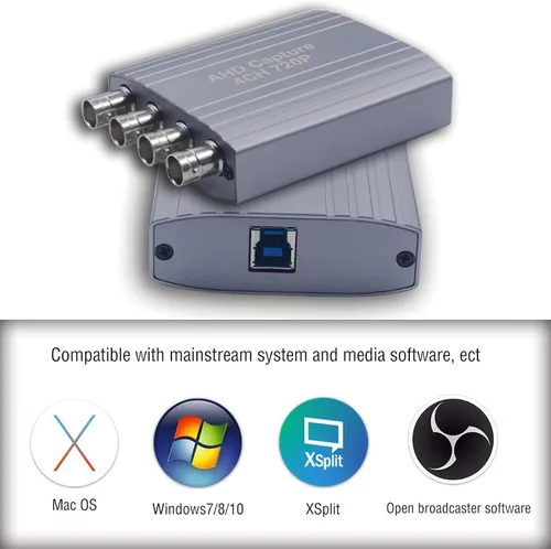 Miniatura 7 de Tarjeta de captura de video AHD 4CH 720P 30FPS Soporte de grabación PAL 25fps NTSC 30fps Salida USB AHD entrada grabación de video, fácil operación