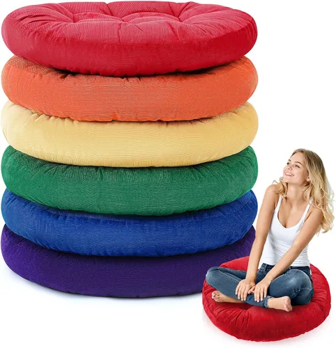 Miniatura 57 de Almohadas de suelo Jerify 22 x 22 Pulgadas Redondas Cuadradas Grandes Almohada de meditación para piso para aula Meditación para adultos Almohada