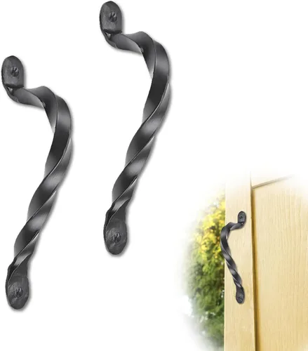 Miniatura 18 de Paquete de 2 manijas decorativas negras de 4.5 pulgadas, manija decorativa de puerta de hierro, manija de puerta de metal rústico para puertas Negro