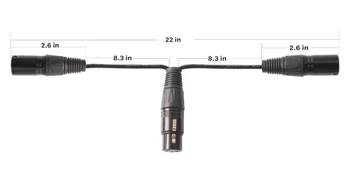 Miniatura 3 de XLR Splitter - Cable de conexión equilibrado en Y de 3 pines hembra a macho dual - 1 pie 2 unidades F_2M US