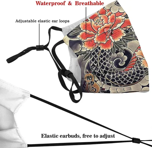 Miniatura 4 de Mascarilla de tela japonesa Samurai Oni cómoda pasamontañas reutilizable Bandana ajustable bufanda para adultos con 2 filtros