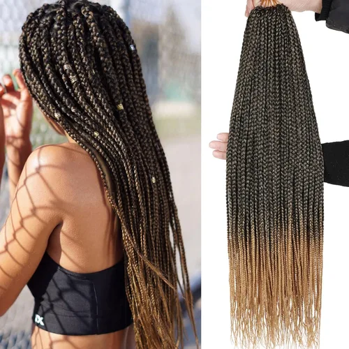 Miniatura 72 de XTREND 10 Pulgadas 6 Paquetes Trenzas de Caja de Ganchillo Cabello Pre-anudado Sin Nudos Bobo Trenzas de Caja 3X Extensiones de Cabello Trenzado 1b#