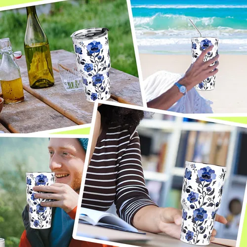 Miniatura 6 de Vaso de 30 onzas con tapas y pajillas, vaso aislado de doble pared, vaso de acero inoxidable al vacío, con recubrimiento en polvo, taza de café