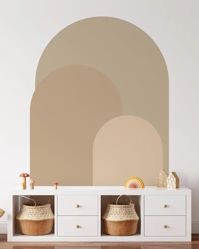 Miniatura 4 de Calcomanía de pared moderna de arco beige arena, adhesivo para pared de arco para despegar y pegar, mural bohemio autoadhesivo extraíble, calcomanía