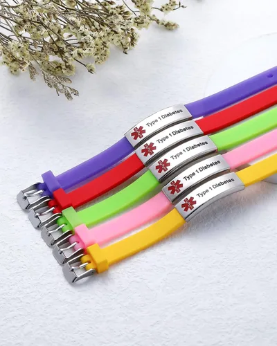 Miniatura 5 de JF.JEWELRY Pulseras de alerta médica personalizadas, pulsera de silicona para identificación médica para niños y niñas, pulseras médicas grabadas