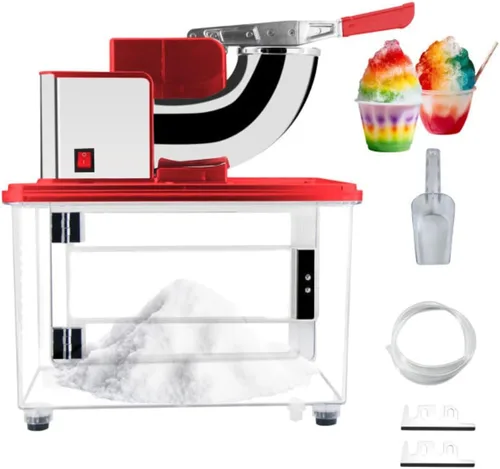 Máquina trituradora de hielo - Máquina de cono de nieve con cuchillas duales de acero inoxidable - Máquina de hielo rallado de 440 libras/hora 250W