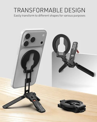Miniatura 3 de Soporte magnético para teléfono, [ultrafino] trípode magnético para iPhone con Arca-Swiss & Cold Shoe y tornillo de 1/4 pulgadas y diseño de gancho