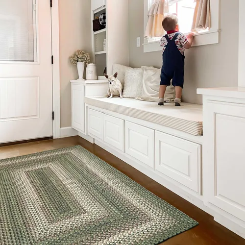 Miniatura 175 de Alfombra ovalada trenzada gris humo de 20 x 30 pulgadas, lavable para interiores y exteriores, decoración campestre para cocinas y entradas