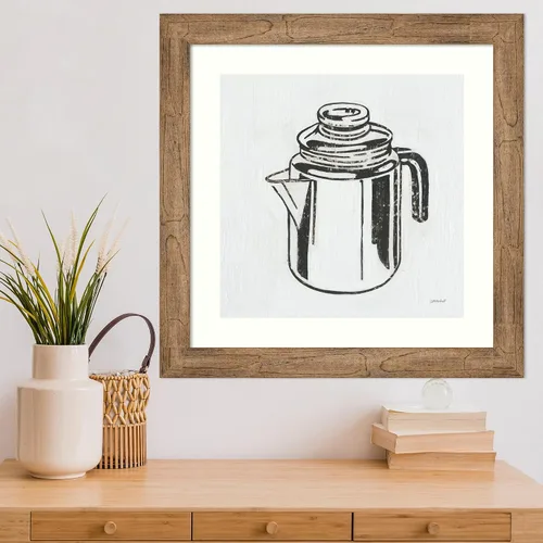 Miniatura 5 de Amanti Art Lienzo decorativo para pared enmarcado de 24 x 24 pulgadas, cafetera retro (cocina) por Kathrine Lovell, arte de pared de cocina
