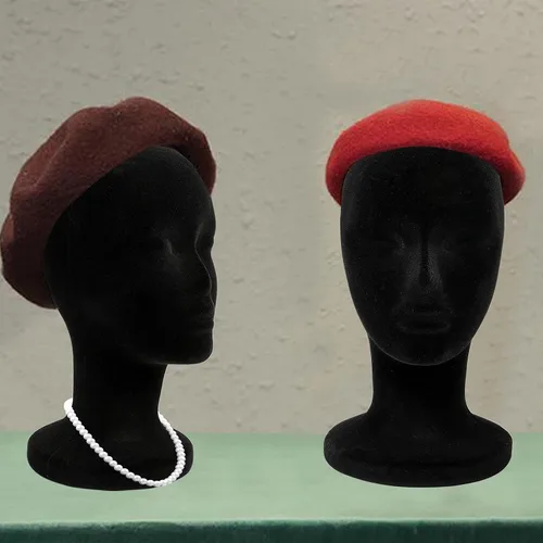 Miniatura 3 de Foraineam Paquete de 2 cabezas de maniquí de espuma negra, cabezas de espuma de maniquí femenino de 12 pulgadas, soporte para peluca, sombreros