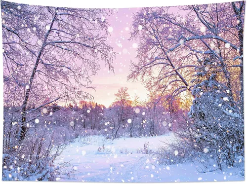 Miniatura 12 de HVEST Tapiz de bosque de invierno para colgar en la pared, montaña, nieve y pino, exterior, ventana de Navidad, arte de pared, tapiz de invierno