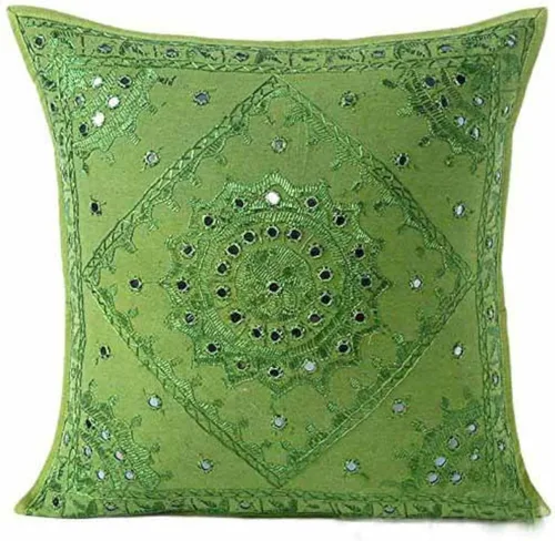 Miniatura 7 de Fundas de almohada decorativas hechas a mano 100% algodón, fundas de cojín (tamaño 16 x 16, color: amarillo)