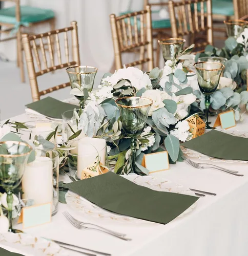 Miniatura 5 de SietDESEO 100 Piezas Servilletas de 3 Capas de Color Verde Desechables de 13 x 15.7 Pulgadas, Servilletas de Baño para Invitados, Toallas de Mano