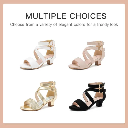 Miniatura 7 de Dufannie Zapatos de tacón alto para niñas de flores, zapatos de vestir con purpurina