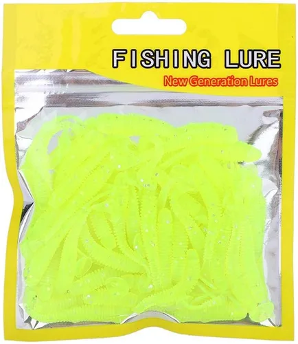 Miniatura 11 de 50 señuelos de pesca suaves de 2.0 in, cebo de pesca de plástico, cola en T, cebos para gusanos, accesorios de aparejos de pescado, 9 colores Rosa