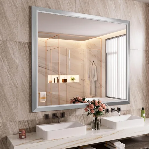 Miniatura 56 de Amorho Espejo de Baño Negro, Espejos de Pared de 24x30 Pulgadas con Marco de Metal Grueso para Sobre el Fregadero, Dormitorio, Sala de Estar