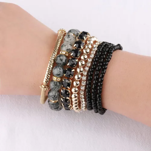Miniatura 8 de 4 juegos de pulseras bohemias hechas a mano con múltiples capas para mujer