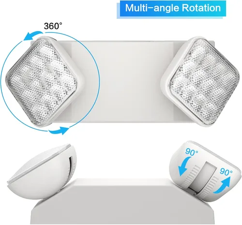 Miniatura 5 de Paquete de 2 luces de emergencia para negocios, con batería de respaldo, cable duro, certificado UL 924, CA 120/277V, luz de emergencia LED