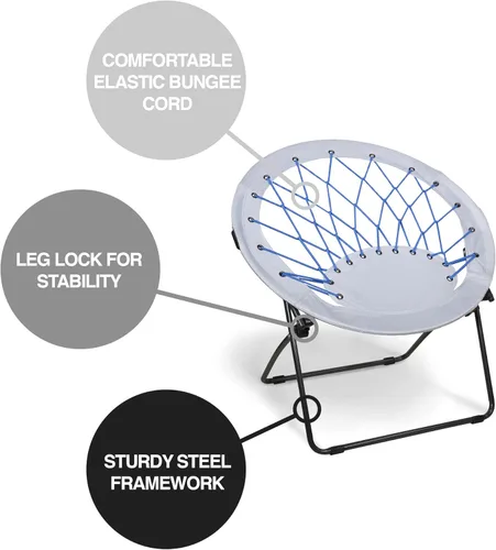 Miniatura 5 de Zenithen Silla plegable redonda con marco de metal para interiores y exteriores, para dormitorio, actividades al aire libre, películas