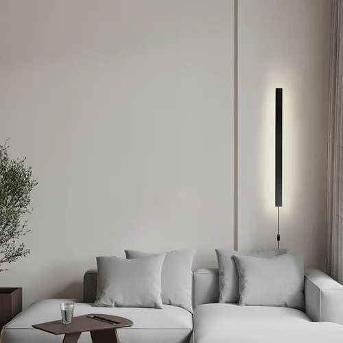 Miniatura 5 de KELUOLY Lámparas de pared modernas con enchufe, aplique de pared LED negro mate de 31.4 pulgadas, lámpara de pared interior acrílica cálida blanca