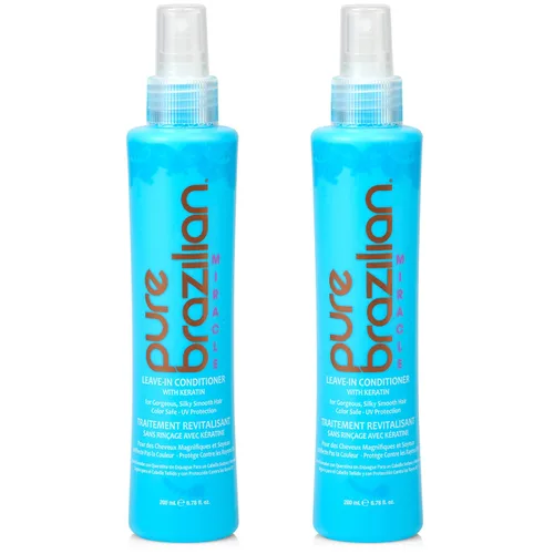 Pure Brazilian Acondicionador sin enjuague, tratamiento nutritivo para el cabello con queratina para fortalecer, paquete de 2, 6.78 onzas (6.8 fl oz)