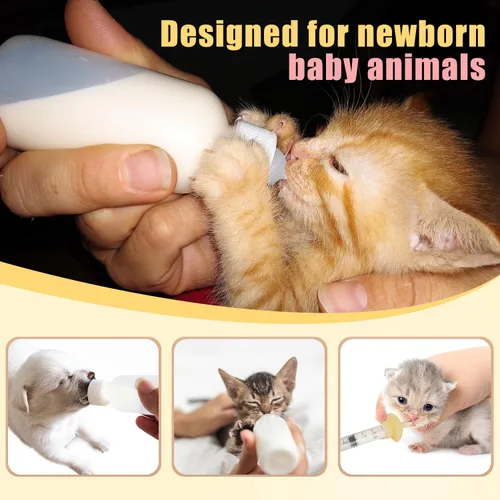 Miniatura 6 de Mini Botella de Alimentación para Mascotas y Jeringas con Tetinas para Gatos Pequeños, Perros, Gatitos, Cachorros, Conejos, Animales Pequeños