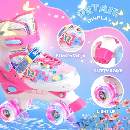 Miniatura 2 de SULIFEEL - Patines ajustables para niños para niños de 3-5, 5-8, 6-12 años con ruedas iluminadas ajustables de 4 tamaños, el mejor regalo para niños