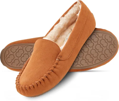 Miniatura 56 de Floopi Pantuflas para mujer, forro de piel sintética suave con espuma viscoelástica acogedora, pantuflas de casa para mujer con suela antideslizante