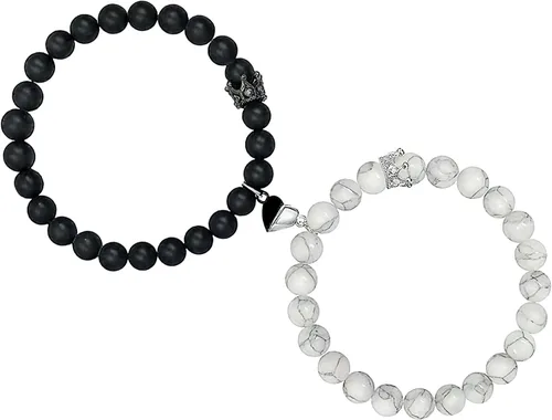 WVT Pulseras a juego para parejas, regalos de relación a larga distancia para mujeres y hombres, juego de pulseras para él y para ella para novio,