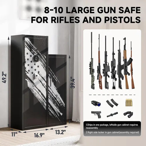 Miniatura 3 de KAER 8-10 Armario de Seguridad para Armas, Armario de Seguridad Grande para Rifles y Pistolas, Armario de Seguridad para Armas de Rifle de Acceso
