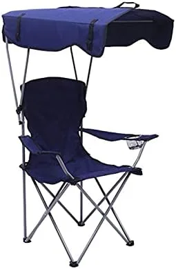 Miniatura 10 de Portable Outdoor Folding Chair with Canopy - Lightweight Beach, Camping & Fishing Chair - UV Protection, Sunshade, Easy to Carry - Royal Blue