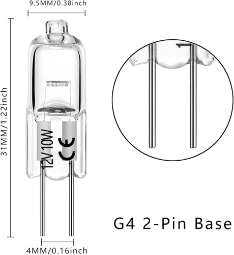 Miniatura 2 de Bombillas halógenas G4 10 W 12 V T3 JC tipo 2 pines de repuesto para paisaje debajo del gabinete, luz de disco, iluminación regulable (paquete de 12)
