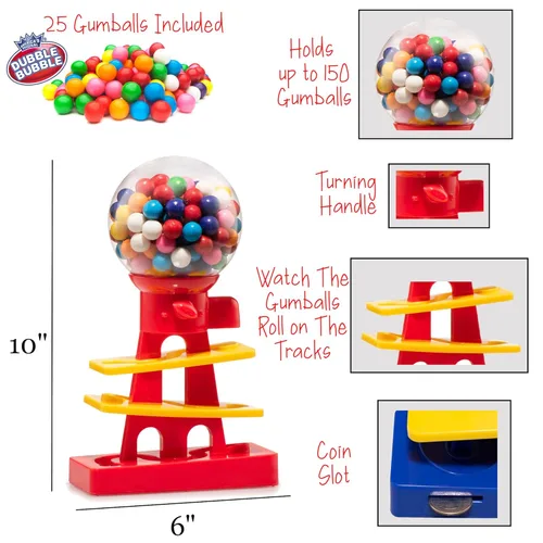Miniatura 3 de Máquina de chicles Tower para niños - máquina de chicles de 10 pulgadas y banco de juguetes - dispensador de máquina de dulces incluye 25 bolas