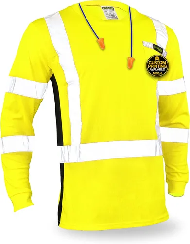 KwikSafety - Charlotte, NC - Camisas de seguridad de manga larga para operador [cinta reflectante sólida] Clase 3 ANSI probado OSHA Cinta básica |