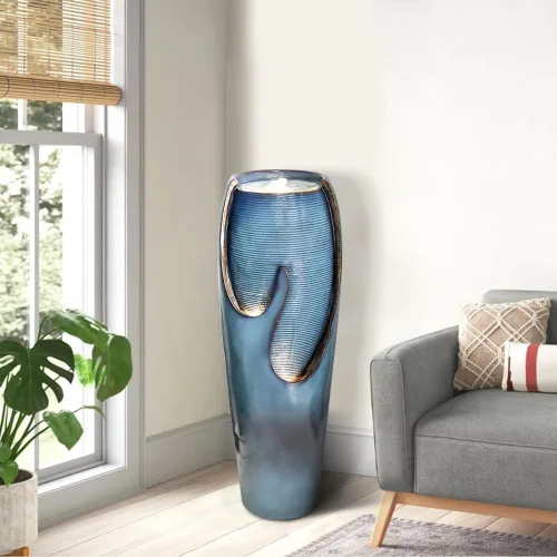 Miniatura 7 de watnature Fuentes de agua y cascadas para exteriores de 38.7 pulgadas de alto, fuente de agua para interiores, modernas fuentes de agua de pie