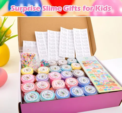 Miniatura 5 de Kit de slime de mantequilla, paquete de 68 mini regalos de fiesta para niñas y niños, suministros perfumados de limo a granel y niños, juguete