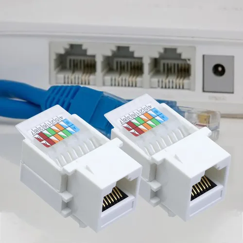 Miniatura 4 de Antrader Paquete de 10 adaptadores de conector RJ45 Cat6 Keystone Jack para placa de pared, cable LAN Ethernet de red de Internet