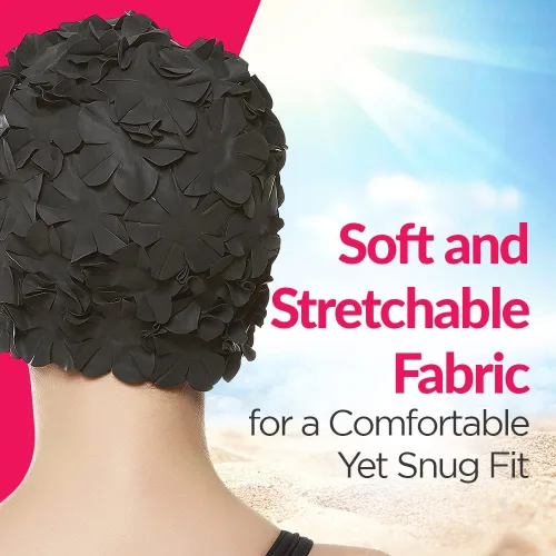 Miniatura 3 de BeeMo Gorro de Natación de Látex para Mujeres - Gorro de Natación de Goma - Suave Cómodo Elástico Elegante Diseño de Corte Bajo Protege el Cabello
