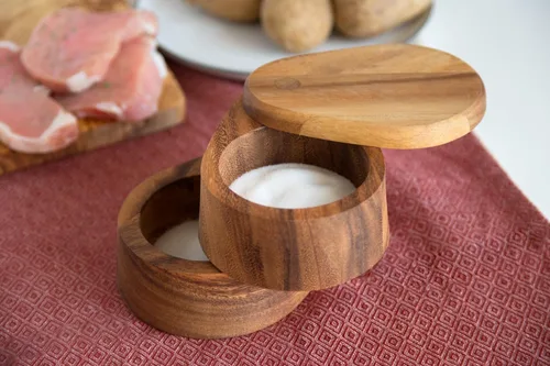 Miniatura 5 de Ironwood Gourmet Caja de bodega giratoria de doble capa, madera de acacia