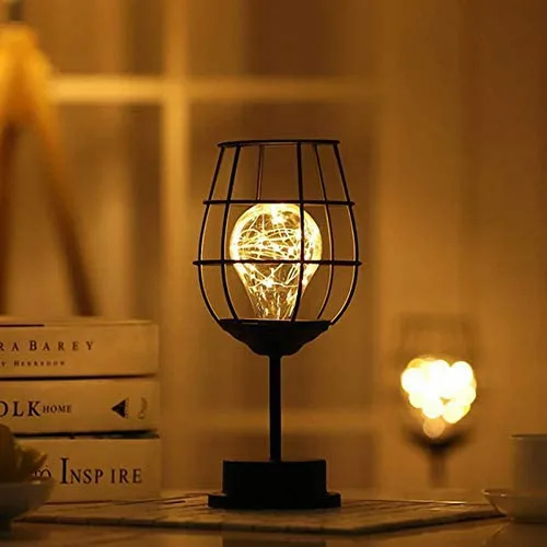 Miniatura 4 de Ulalaza Lámpara LED de alambre de cobre, adornos de hierro forjado, luz nocturna, dormitorio creativo, estilo nórdico, retro, decoración de viento