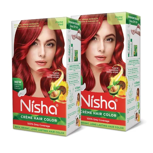 Miniatura 11 de Nisha - Tinte cremoso para el cabello (150 ml/cada) rojo llama, paquete de 1