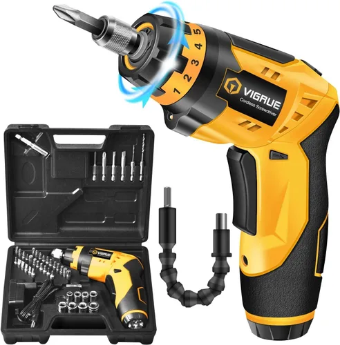 Miniatura 9 de VIGRUE Destornillador Eléctrico Inalámbrico, Destornillador Inalámbrico Recargable, Juego de 48 Piezas Destornillador Eléctrico para Uso Diario
