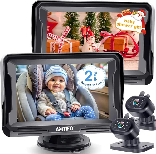Miniatura 10 de AMTIFO Cámara para Bebé de Coche Fácil Instalación: Visión Nocturna Clara 2 Minutos Plug-Play Cámara de Asiento Trasero Rotación 360° Monitor