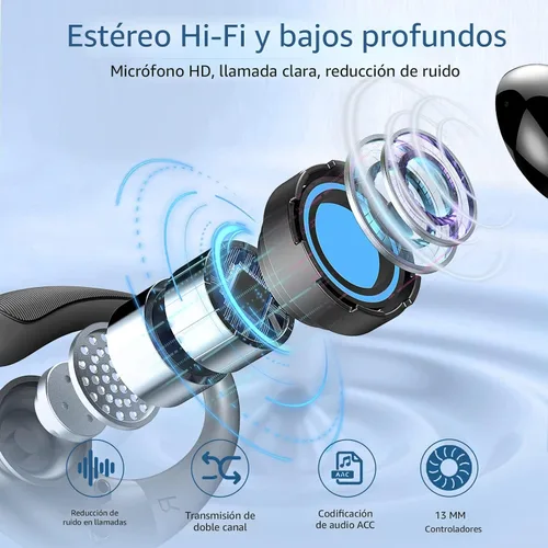 Miniatura 3 de Auriculares inalámbricos, auriculares Bluetooth 5.4 2026 deportivos, 60 horas estéreo de alta fidelidad con graves profundos con micrófono ENC