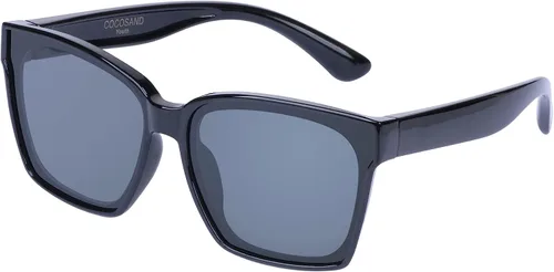 COCOSAND Lentes de sol polarizados para niños, protección UV 400, retro, cuadrados, futuristas, para jóvenes, adolescentes, niños y niñas de 5 a 12