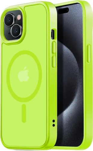 Miniatura 18 de Tigowos - Funda magnética para iPhone 15, resistente a las caídas, sensación de piel mate, a prueba de golpes, delgada, negro mate