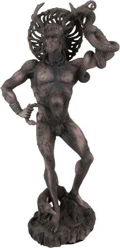 Ebros Gift Figura de resina celta chamán Dios Cernunnos El Dios Cuerno sosteniendo Torc y serpiente en acabado de color arcilla, estatua decorativa