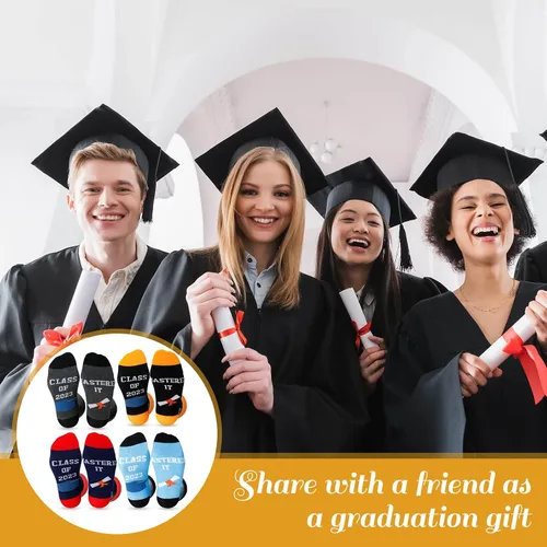 Miniatura 5 de Mepase 6 pares de calcetines de graduación, regalos de clase dominada de 2023, calcetines casuales novedosos para graduación universitaria, regalo